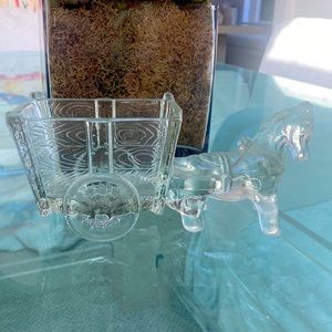 Vintage Glass wagon- horse cart
